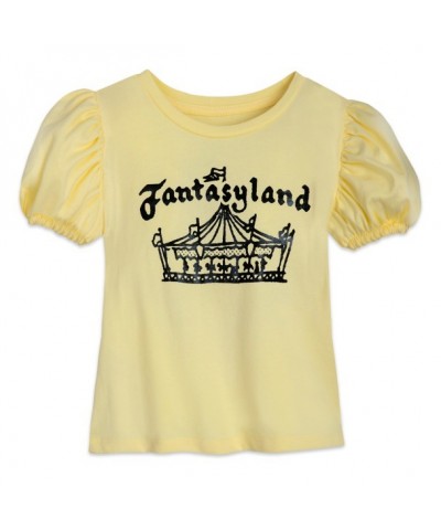 Fantasyland Princess Top for Girls - Disney100 Fashion Tee with Puffed Sleeves
