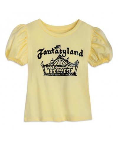 Fantasyland Princess Top for Girls - Disney100 Fashion Tee with Puffed Sleeves
