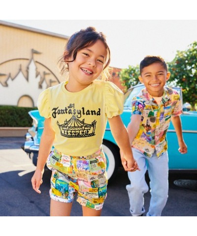 Fantasyland Princess Top for Girls - Disney100 Fashion Tee with Puffed Sleeves