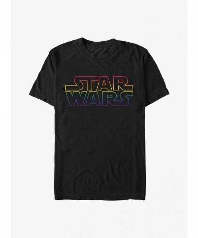 Star Wars Rainbow Logo Men's T-Shirt - Soft Black Cotton