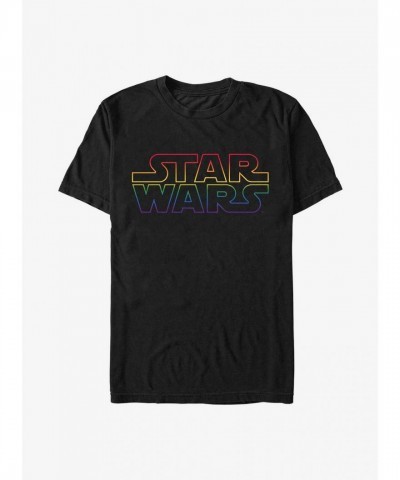 Star Wars Rainbow Logo Men's T-Shirt - Soft Black Cotton