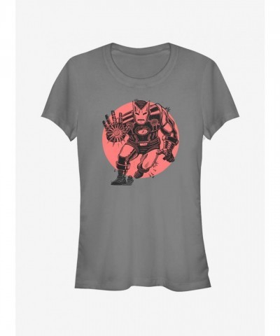 Marvel Iron Man Red Sun Graphic Tee for Girls - Grey