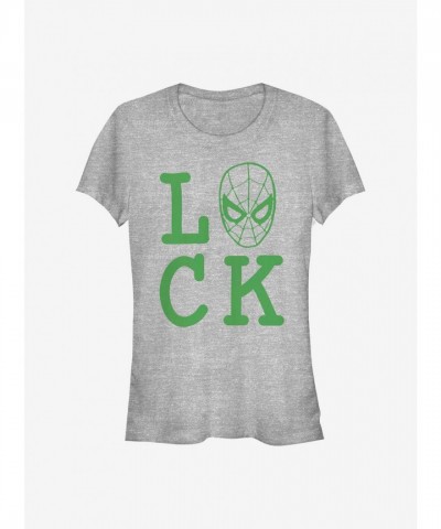 Marvel Spider-Man Spider Luck Girls T-Shirt - Grey Comfort Fit