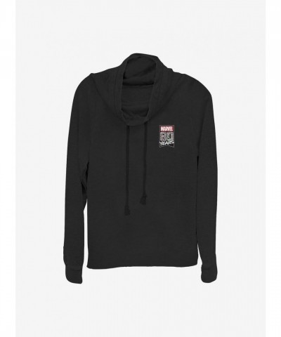 Marvel 80th Anniversary Lightweight Cowl Neck Sweatshirt for Girls - Black
