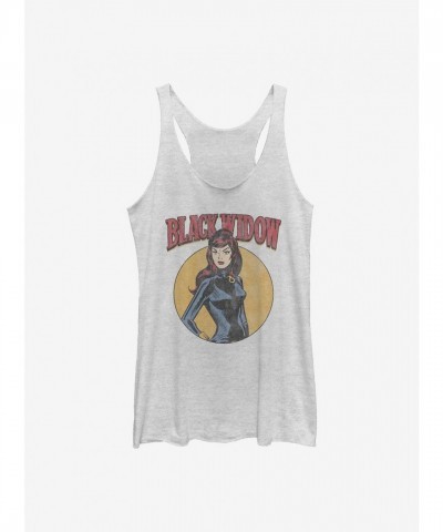 Marvel Retro Black Widow Cartoon Tank Top for Girls - White