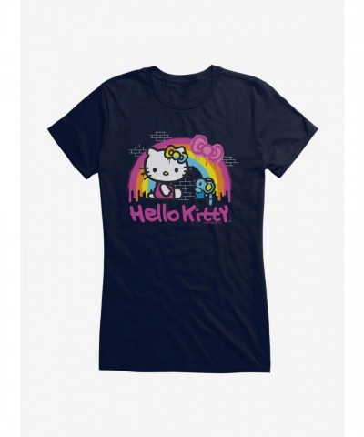 Hello Kitty Rainbow Design Lightweight Cotton T-Shirt for Girls