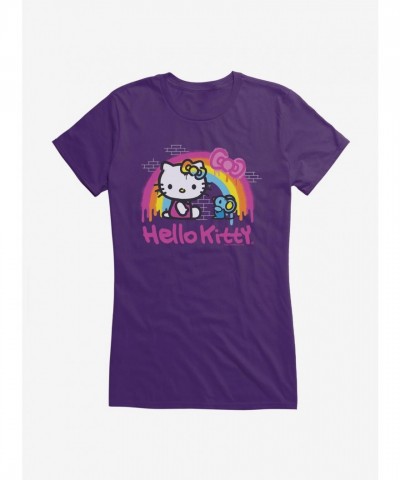 Hello Kitty Rainbow Design Lightweight Cotton T-Shirt for Girls