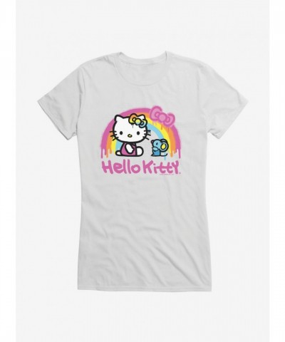 Hello Kitty Rainbow Design Lightweight Cotton T-Shirt for Girls