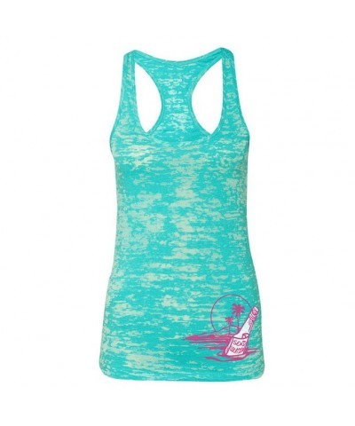 Women's Turquoise UFC Fight Island Burnout Tank Top - Scoop Neck Racerback