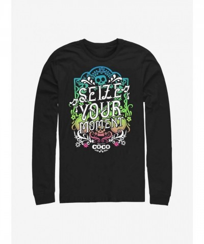 Disney Pixar Coco Seize Your Moment Long Sleeve T-Shirt - Black Cotton Men's