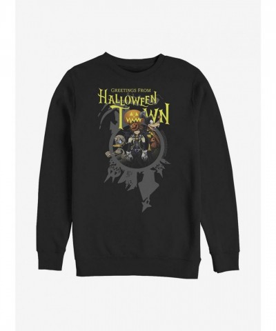 Disney Kingdom Hearts Halloween Town Greetings Black Crew Sweatshirt for Men