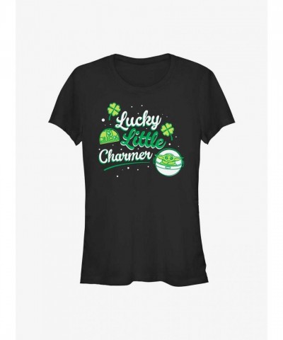 Star Wars Mandalorian Little Charmer Dots Junior Girls T-Shirt - Black