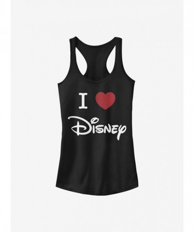 Disney Girls' Classic I Heart Disney Logo Tank Top - Black