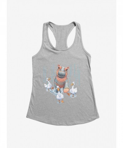 Fiona Hippo Valentine Ducks Girls Tank Top
