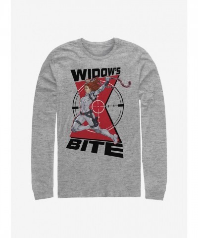 Marvel Grey Long-Sleeve T-Shirt Featuring Black Widow