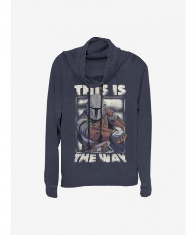 Star Wars Mandalorian Inspired Lightweight Cowl Neck Top for Girls - Blue
