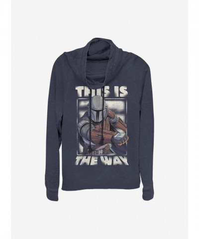 Star Wars Mandalorian Inspired Lightweight Cowl Neck Top for Girls - Blue