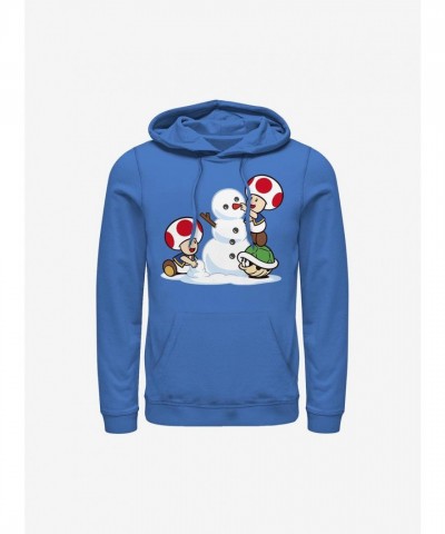 Super Mario Toad's Frosty Blue Christmas Hoodie for Men