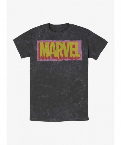 Marvel Drip Logo Multi Color Mineral Wash Men's T-Shirt