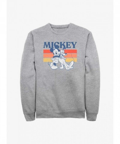 Disney Retro Mickey Mouse Cozy Sweatshirt - Grey Men's