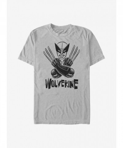 Marvel Silver Wolverine Head T-Shirt for Men
