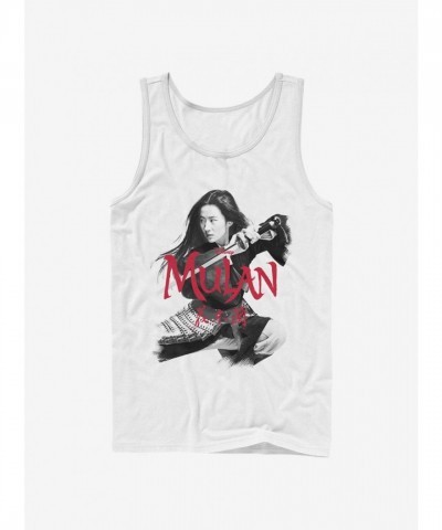 Disney Mulan Warrior Pose Tank Top - White Men's Size