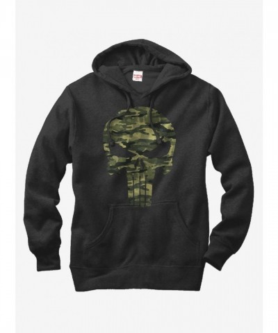 Marvel The Punisher Camo Skull Hoodie - Men's Black