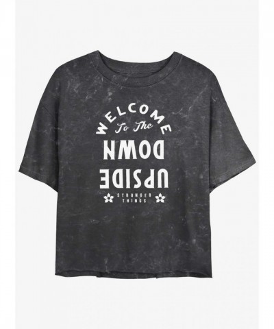 Stranger Things Upside Down Mineral Wash Crop T-Shirt for Girls - MULTICOLOR