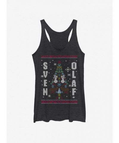 Disney Girls Frozen Sven & Olaf Black Tank Top
