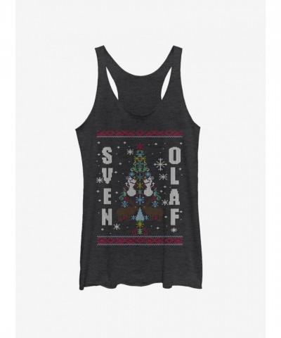 Disney Girls Frozen Sven & Olaf Black Tank Top