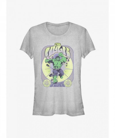 Marvel Girls Grey Hulk Smash T-Shirt - Lightweight Cotton