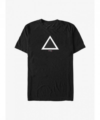 Squid Game Inspired Triangle Print Men's T-Shirt - Black
