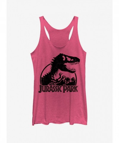 Dino Skeleton Logo Tank Top for Girls in Pink