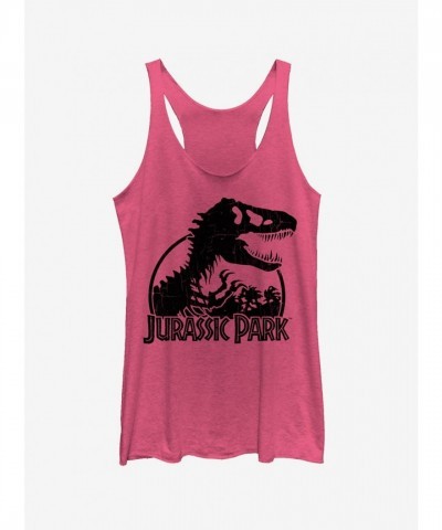 Dino Skeleton Logo Tank Top for Girls in Pink