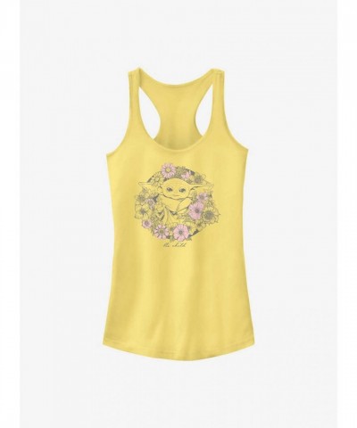 Star Wars Mandalorian Child Floral Junior Tank Top - Yellow