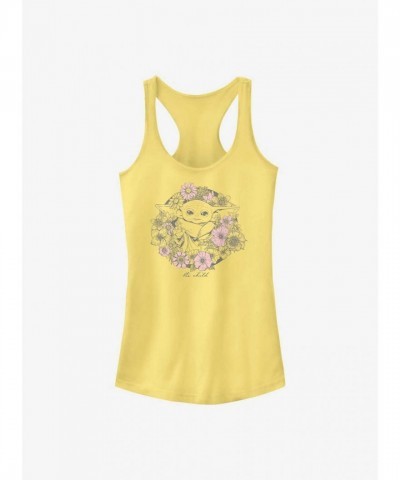 Star Wars Mandalorian Child Floral Junior Tank Top - Yellow