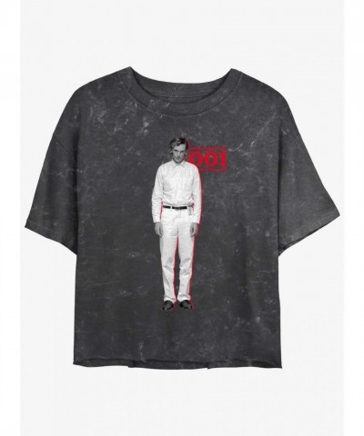 Stranger Things Test Subject 001 Girls Mineral Wash Crop T-Shirt - Multi Color