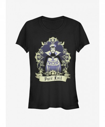 Disney Snow White Evil Queen Heart Motif T-Shirt for Girls - Black