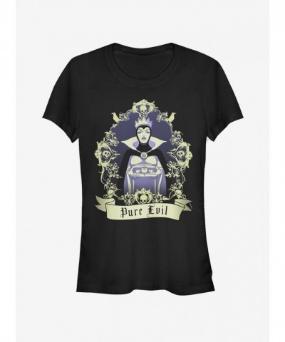 Disney Snow White Evil Queen Heart Motif T-Shirt for Girls - Black