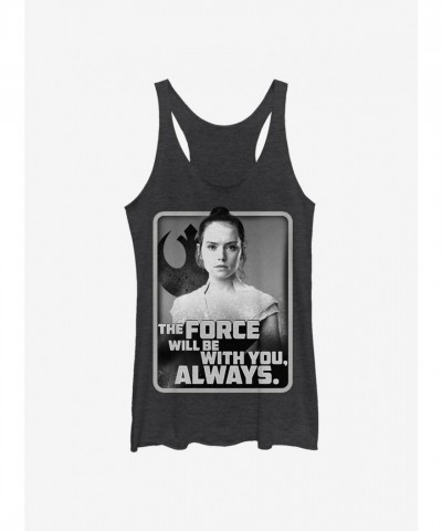 Star Wars Rey Skywalker Girls Racerback Tank Top - Heather Black