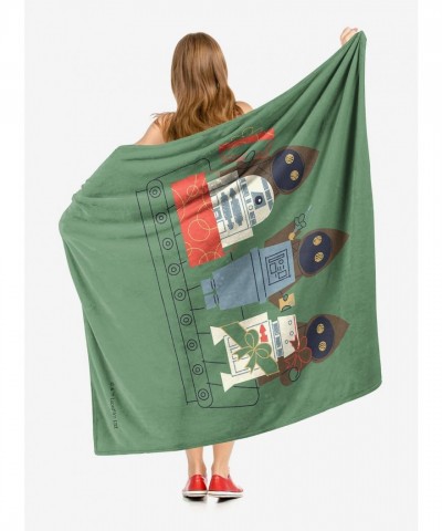 Star Wars Silk Touch Throw Blanket by The Northwest - Green Droids Design