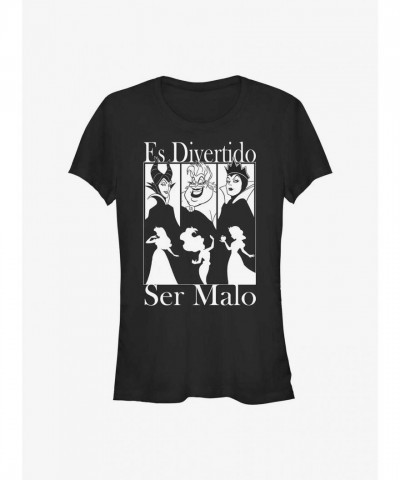 Disney Bad Girls Spanish T-Shirt for Girls - Lightweight Cotton Black