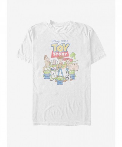 Disney Pixar Toy Story Vintage Style Toy Group T-Shirt - Men's White