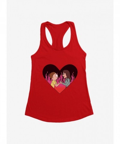 Rick and Morty Heart Flame Graphic Tee for Girls