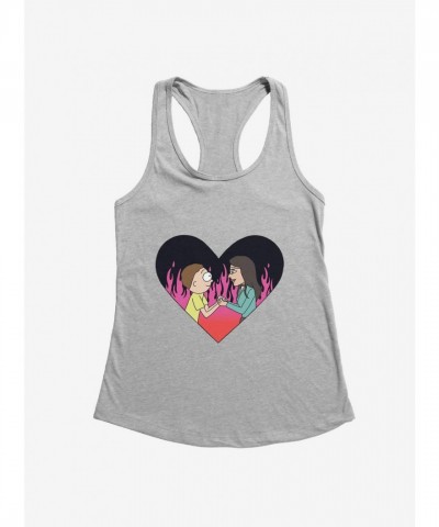 Rick and Morty Heart Flame Graphic Tee for Girls