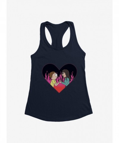 Rick and Morty Heart Flame Graphic Tee for Girls