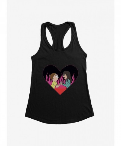 Rick and Morty Heart Flame Graphic Tee for Girls