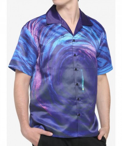 Coraline Unisex Woven Button-Up with Other World Portal Design