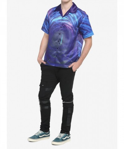 Coraline Unisex Woven Button-Up with Other World Portal Design
