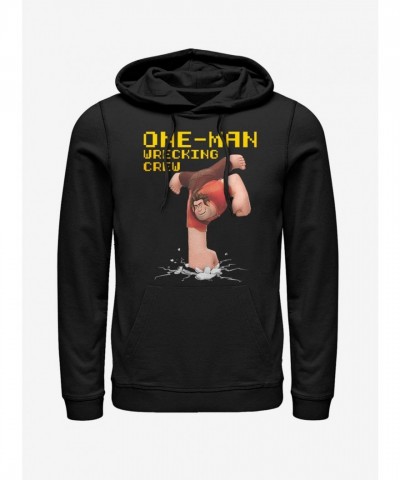 Disney Wreck-It Ralph Black Crewneck Hoodie for Men